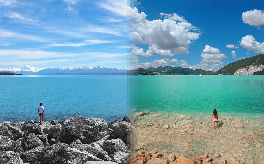 Lake Tekapo In New Zealand Vs Lake Wolfgang In Austria
