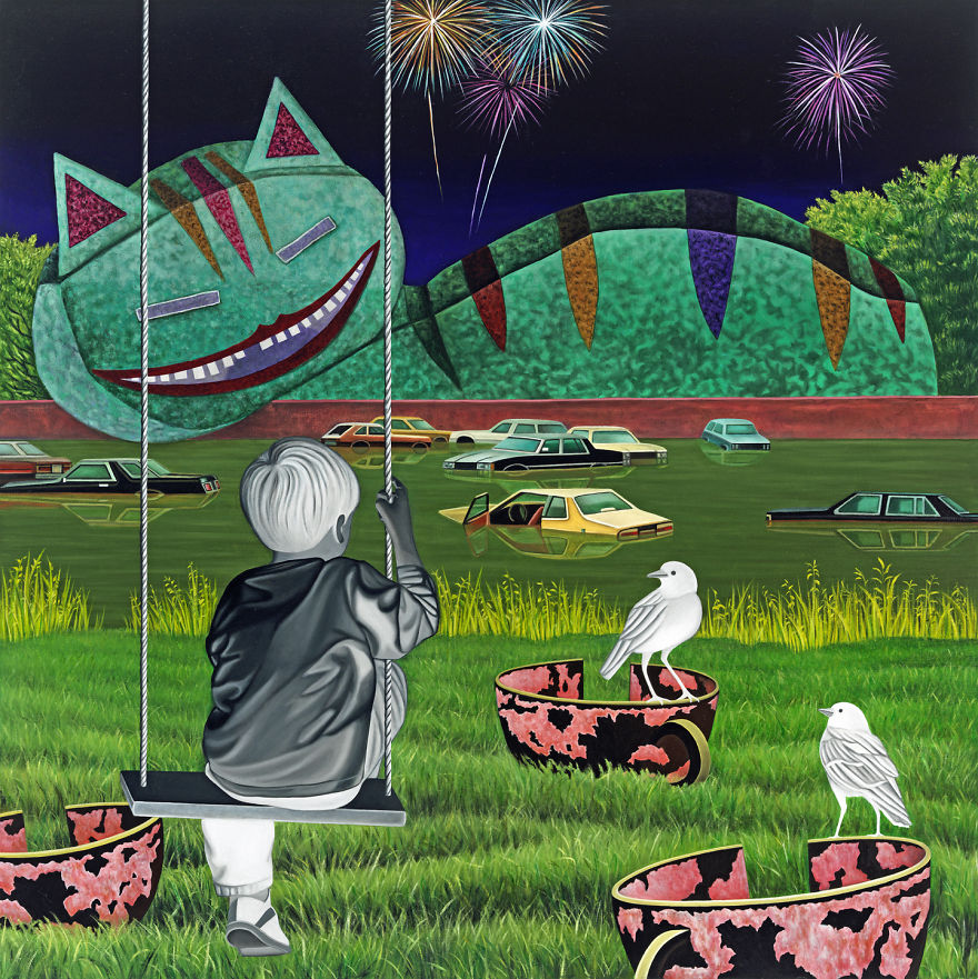 Night Start, Oil On Canvas, 36" X 36"