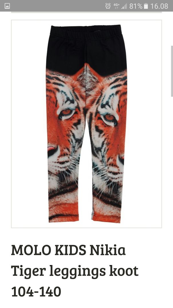 Molo (cock In Finnish) Brand Vaginal Tiger Print. These Are For Kids.