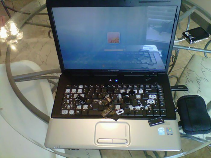 I Was Doing Dishes And Looked Over To See My 1 Year Old Had Ripped Up The Keys To My Laptop