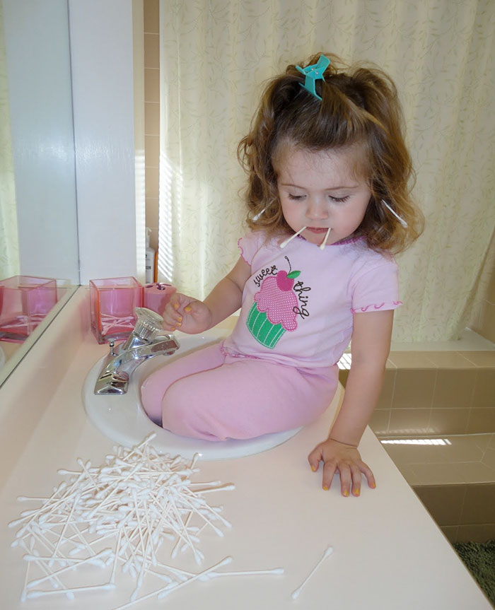 Working On Her Beauty Routine