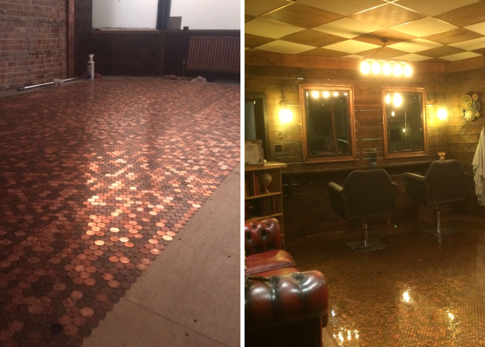 4 Weeks To Create 20 Square Metres Of
2 Pence Coin Flooring With Glass Cast Resin