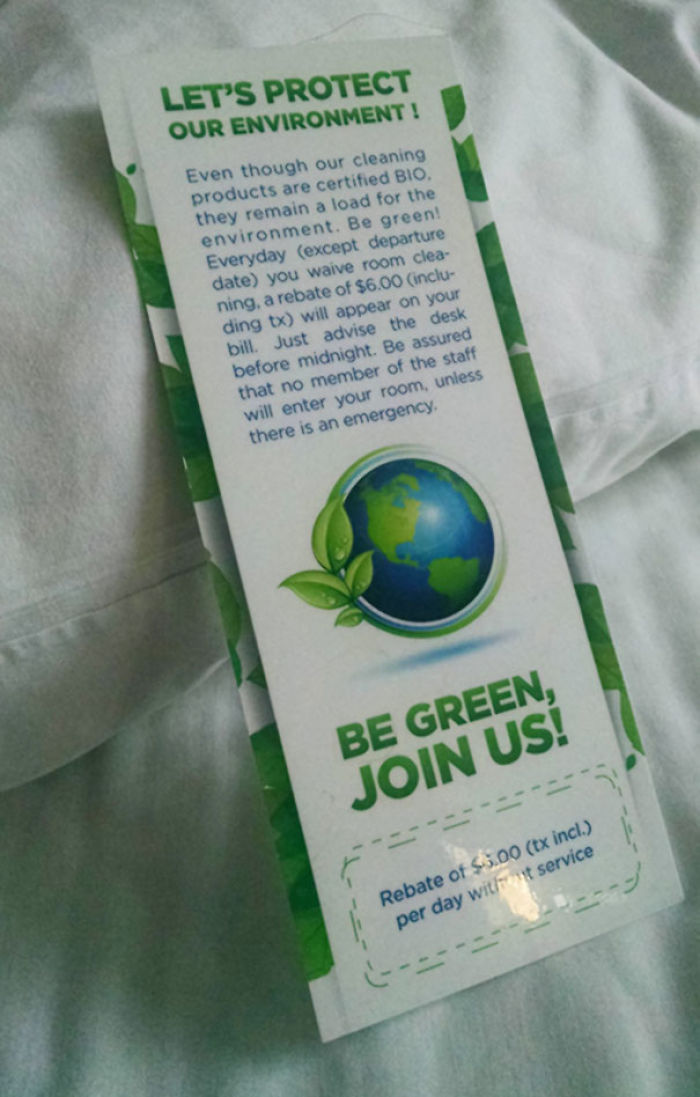 This Hotel In Quebec Refunds You $6.00 Each Day You Waive Room Cleaning, In Order To Reduce Chemical Load On The Environment (Auberge Place d'Armes, Quebec City)