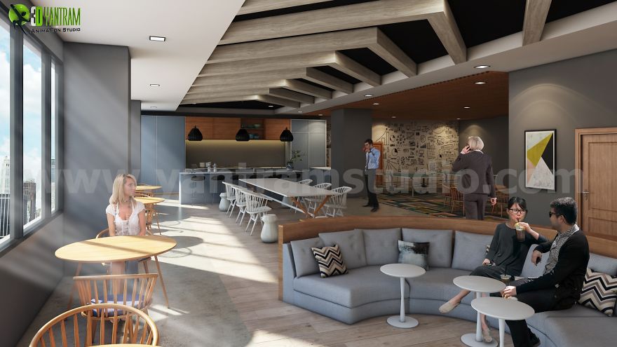 Modern Office Interior Design Ideas For Kitchen, Pantry And Waiting Areas By Yantram Interior Concept Drawings