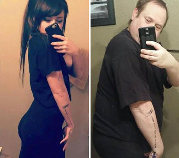 Dad Recreating Daughter Selfie