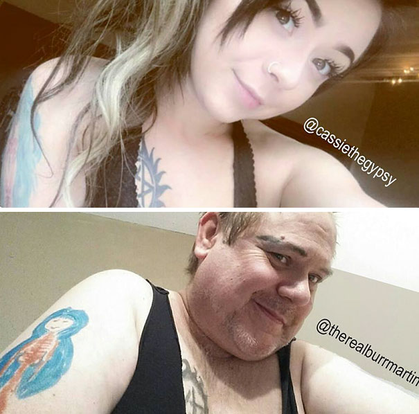 Dad Recreating Daughter Selfie