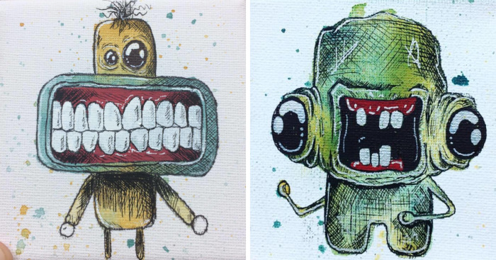 I Create Quirky Monsters From Random Paint Splashes Daily