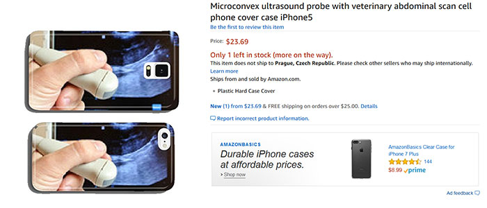 Microconvex Ultrasound Probe With Veterinary Abdominal Scan Cell Phone Cover Case iPhone5