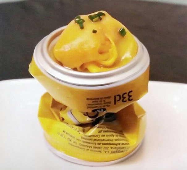 Mango Dumpling Served On A Soda Can