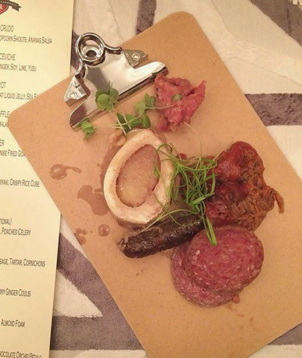 No Tasting Menu Is Complete Without Some Meat On A Clipboard