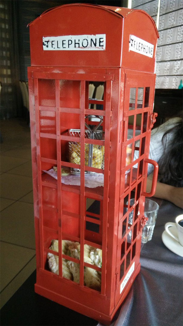 *Dials 999* "Hello, What's Your Emergency?" "I Ordered A Sandwich And It's Been Served In A Phone Box."