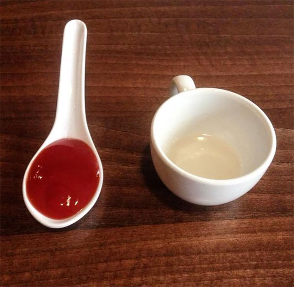 "Can I Get You Any Sauces?" "A Tiny Amount Of Ketchup On A Spoon And Some Vinegar In A Cup, Please."