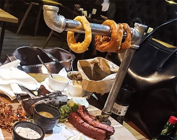 More Because Why Wouldn't You Want Onion Rings Hanging On Salvage From The Restaurant's Bathroom Refit?