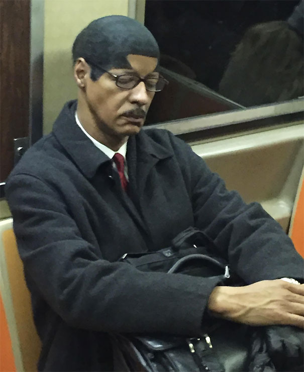 Guy With A Sharpie'd Hairline On A NYC Subway