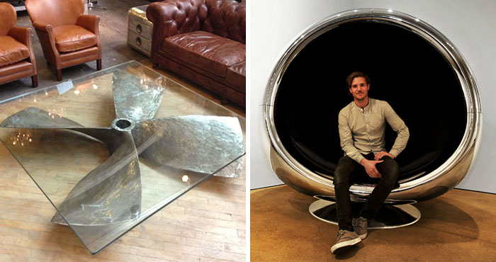 10+ Muebles geniales hechos con partes viejas de aviones