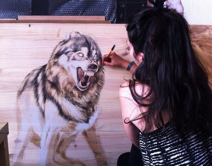 My Animal Sanctuary: Pen On Recycled Wood By Martina Billi My Animal Sanctuary: Pen On Recycled Wood By Martina Billi