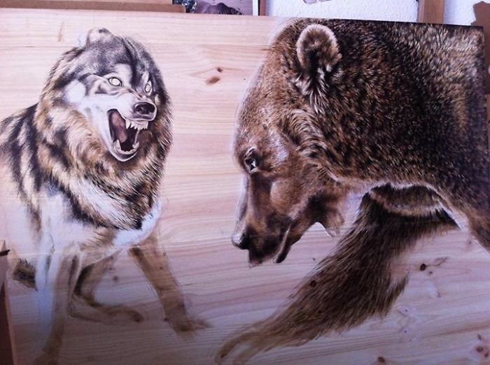 My Animal Sanctuary: Pen On Recycled Wood By Martina Billi My Animal Sanctuary: Pen On Recycled Wood By Martina Billi