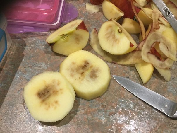 Apples Bought That Morning For The Kids School Lunches.