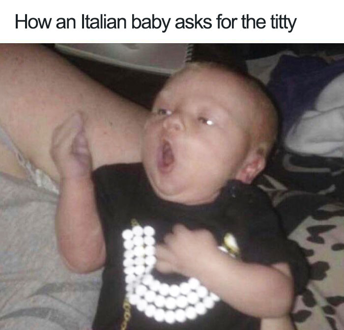 Baby showing italian gesture meme 