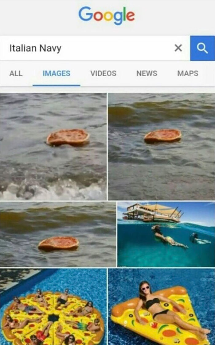 Pizza floating in the sea meme