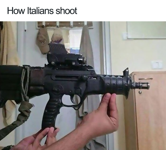 Italian holding a gun meme 