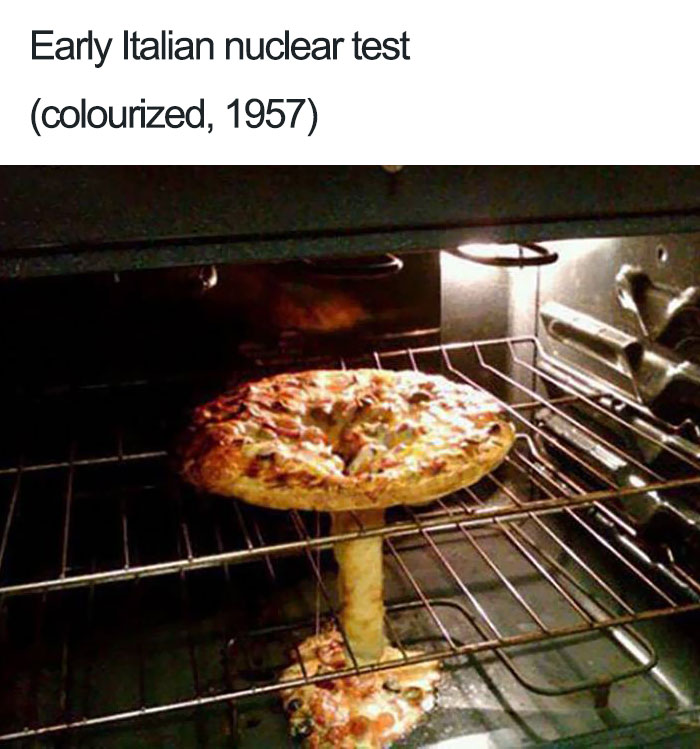 Dripped pizza in the oven meme