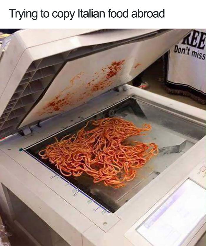 Pasta in the printer meme 