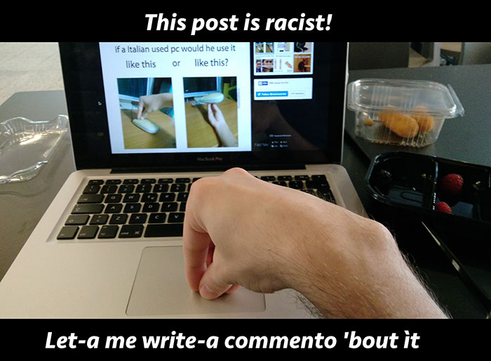 Man typing with italian gesture meme 