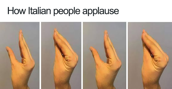 Meme about italian people applauding 