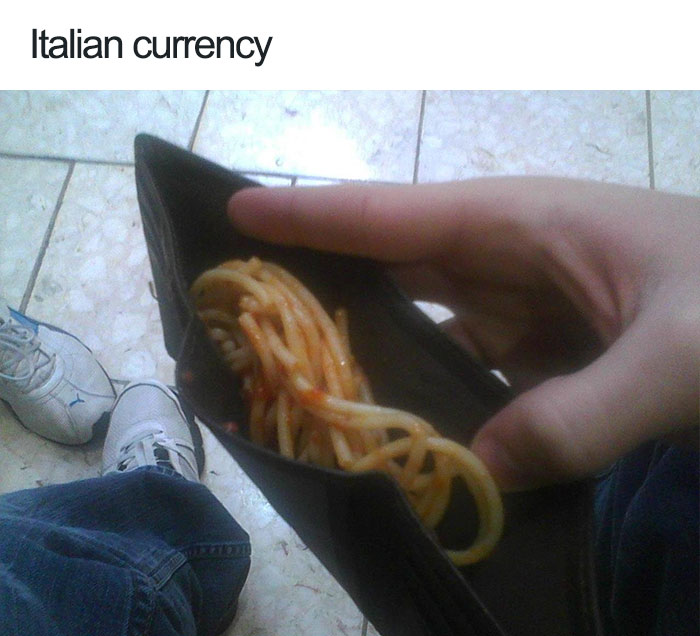 Pasta in the wallet meme 