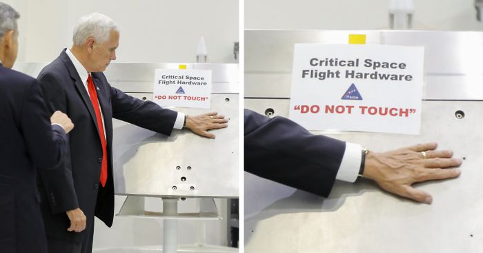 Mike Pence Ignores NASA’s ‘Do Not Touch’ Sign, And The Internet’s Response Is Merciless
