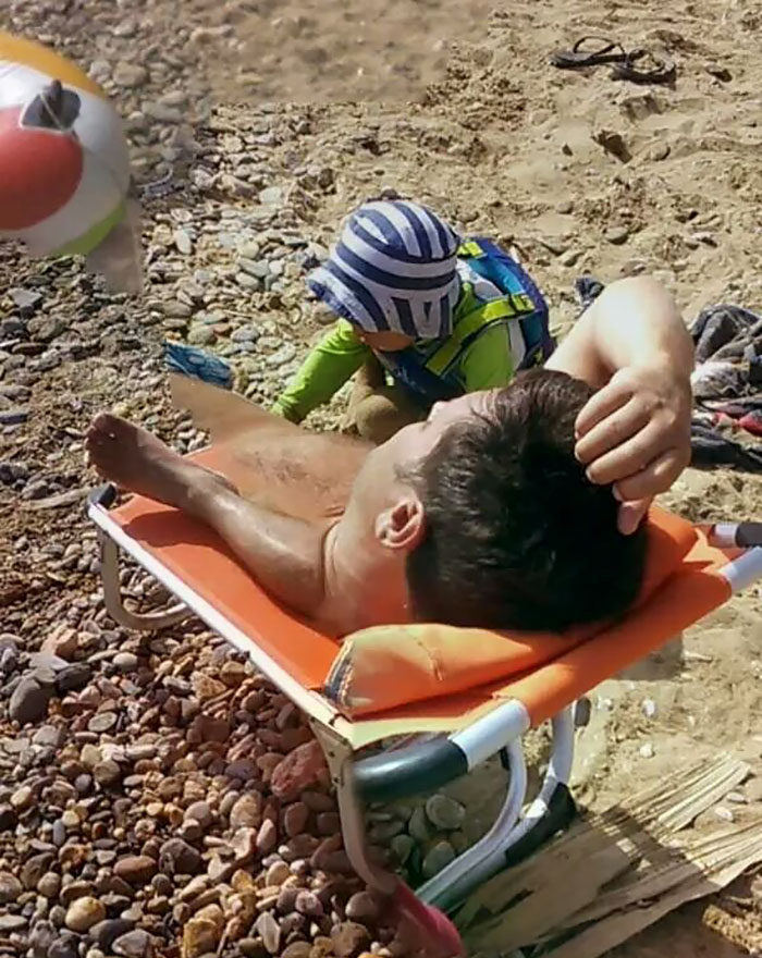 So My Sister Took A Panoramic Photo Of Her Brother In Law At The Beach