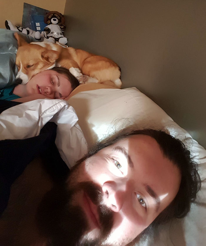 I Love Saturdays Because I Get To Wake Up Next To My Girls (Dog And Wife) And Don't Have To Leave For Work