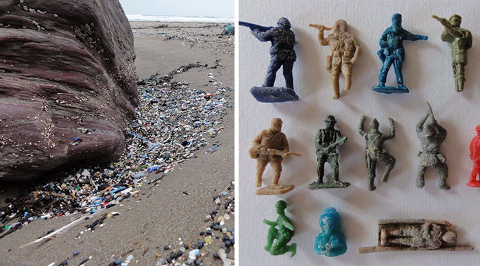 Guy Collects 35 Bags Of Microplastics On The Beach In Just One Day, Turns It Into Art