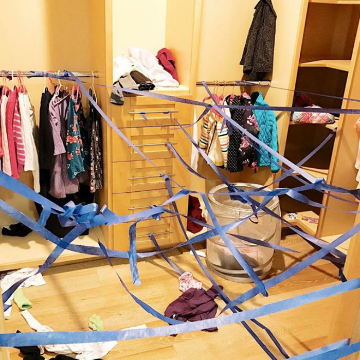 When You Go Downstairs And Find Your Kids Have Made " A Limbo Cave" Out Of One Of Their Closets