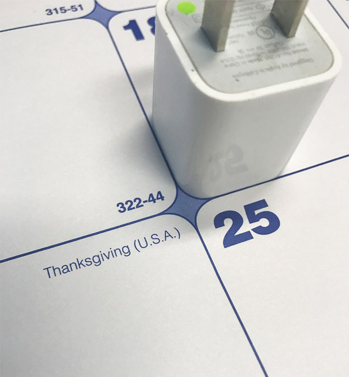 USB Charger On Calendar