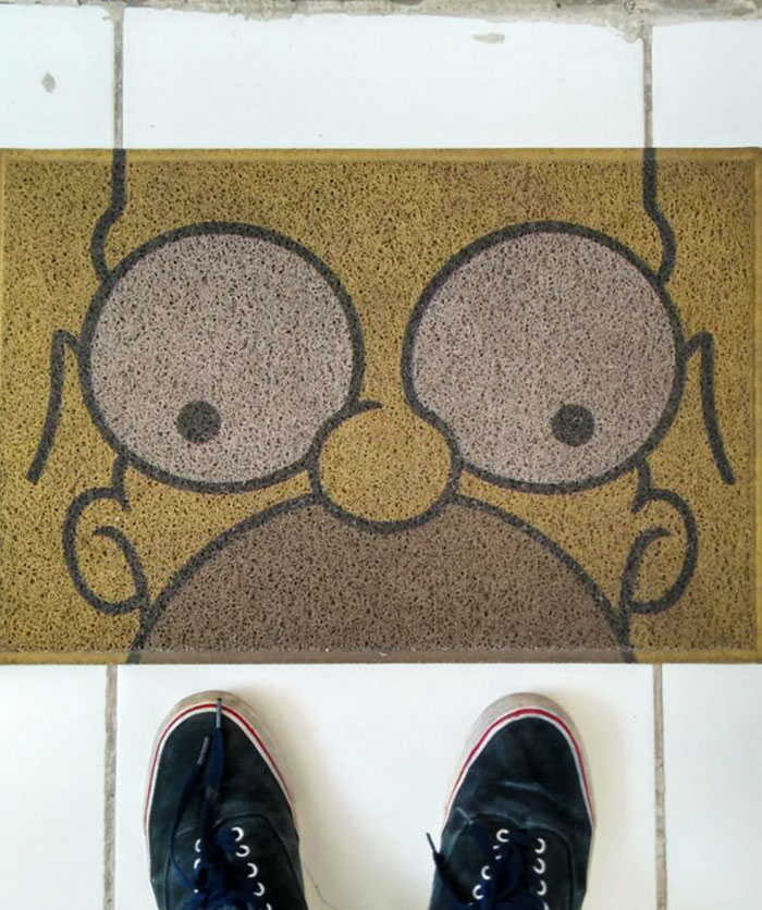 The Homer Simpson In My Welcome Mat Fits The Floor Tile Perfectly