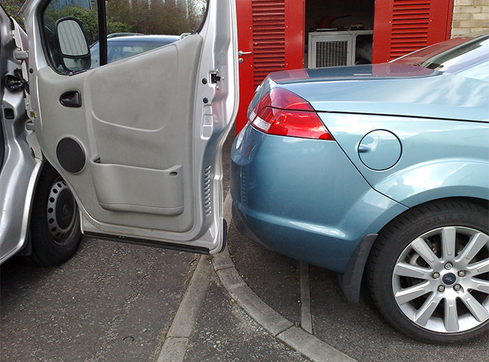 My Dad Showed Me This, Apparently The Wind Caught His Door And This Was The Outcome After A Cringe