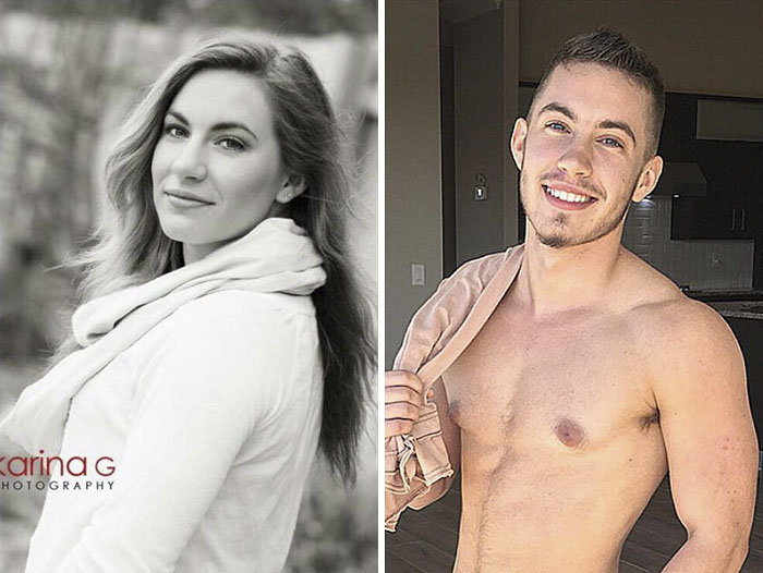 Female-to-male transition photos showing significant transformation in appearance. Female-to-male transition photos showing significant transformation in appearance.