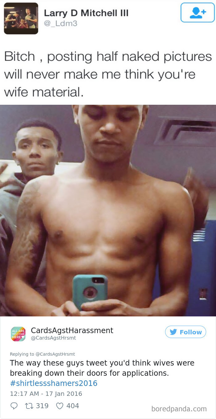 A Woman Is Mocking The Shirtless Dudes