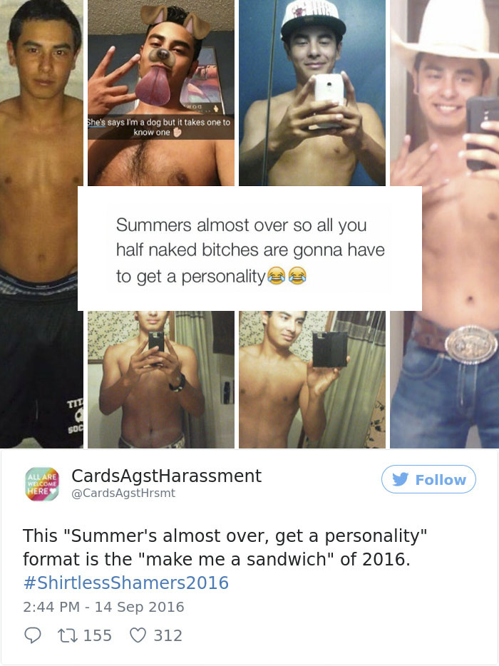 A Woman Is Mocking The Shirtless Dudes