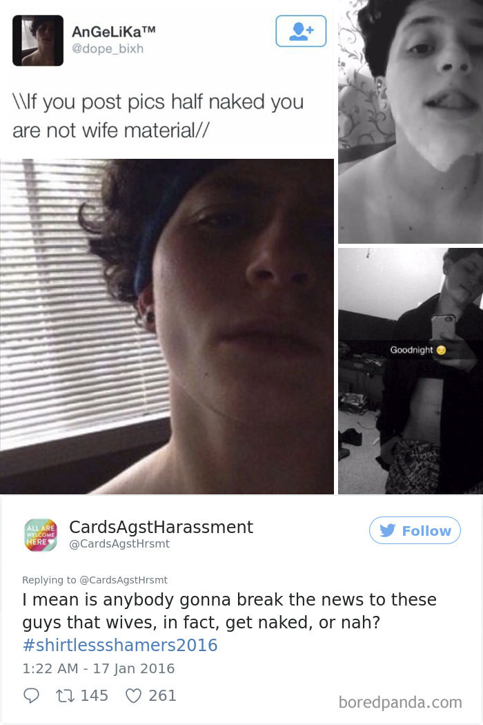 A Woman Is Mocking The Shirtless Dudes