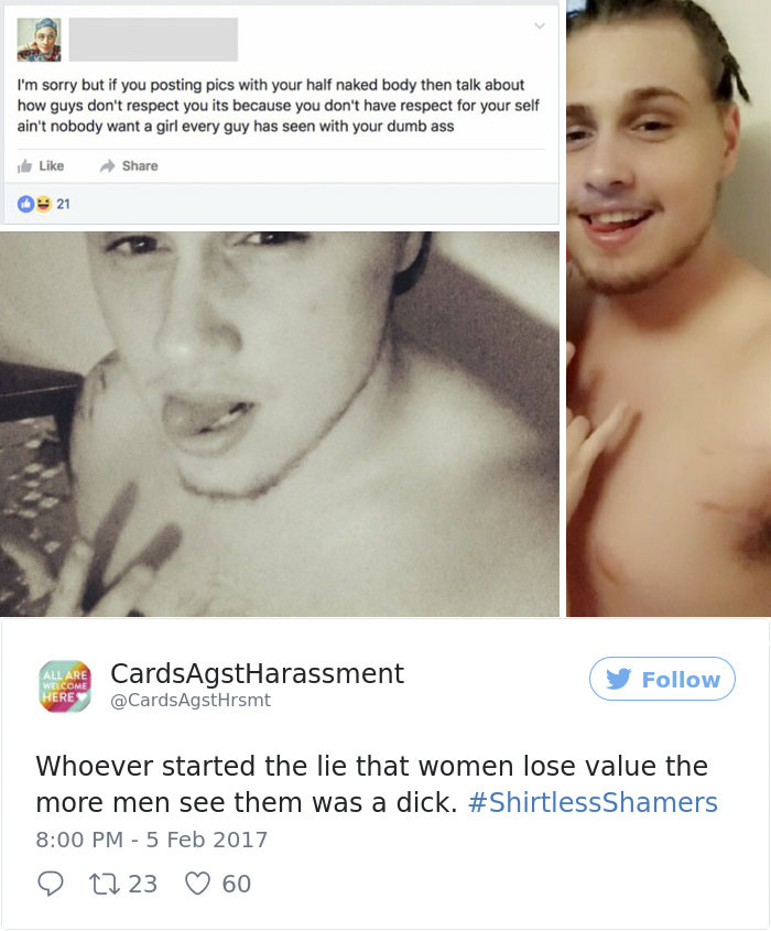A Woman Is Mocking The Shirtless Dudes