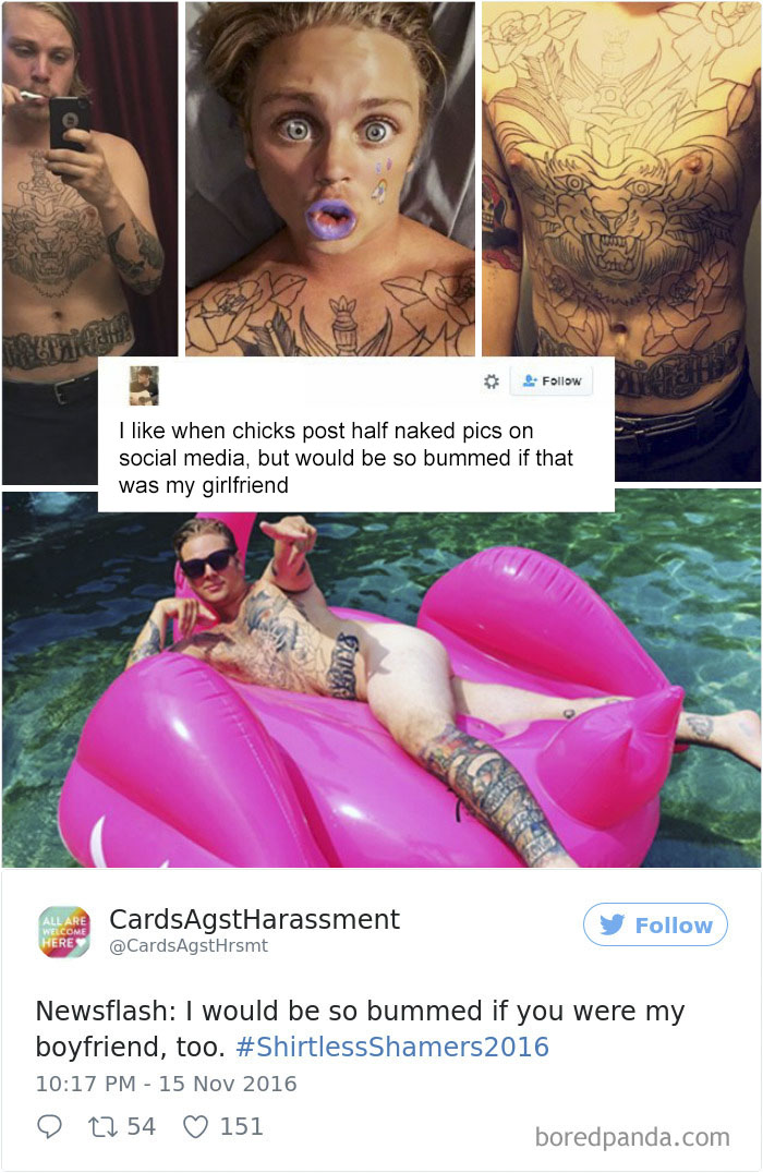 A Woman Is Mocking The Shirtless Dudes