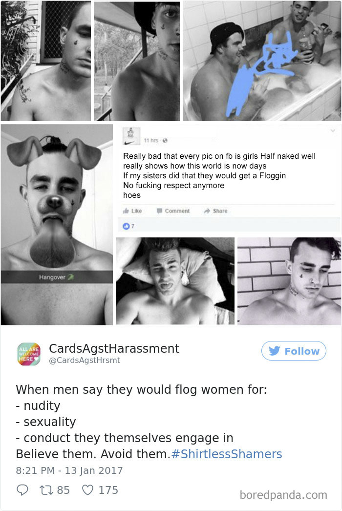 A Woman Is Mocking The Shirtless Dudes