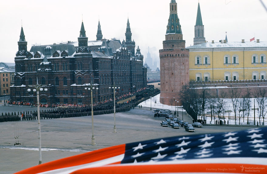 A Rare Color Image Of Stalin's Funeral, In 1953, Snapped From The Window Of The Old US Embassy