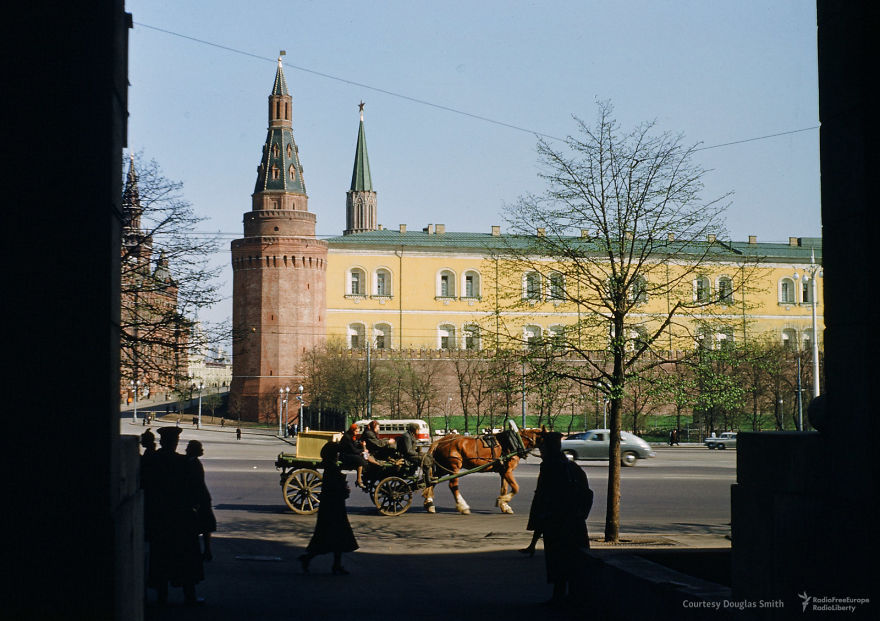 A Horse Clops Past The Kremlin, As Seen From The Entrance To The Old US Embassy