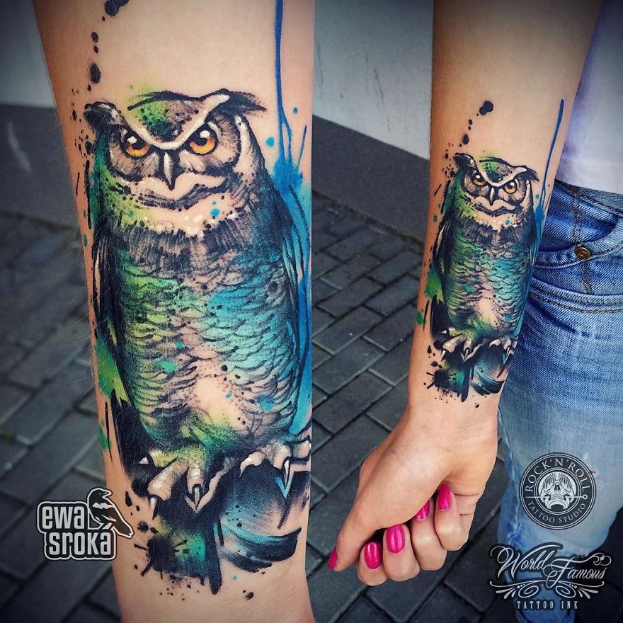A Great Gallery About Watercolor Tattoos By Ewa Sroka!