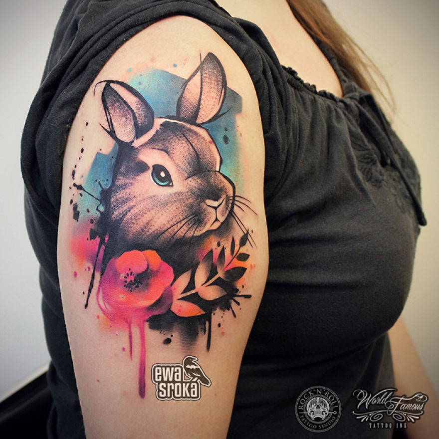 A Great Gallery About Watercolor Tattoos By Ewa Sroka!