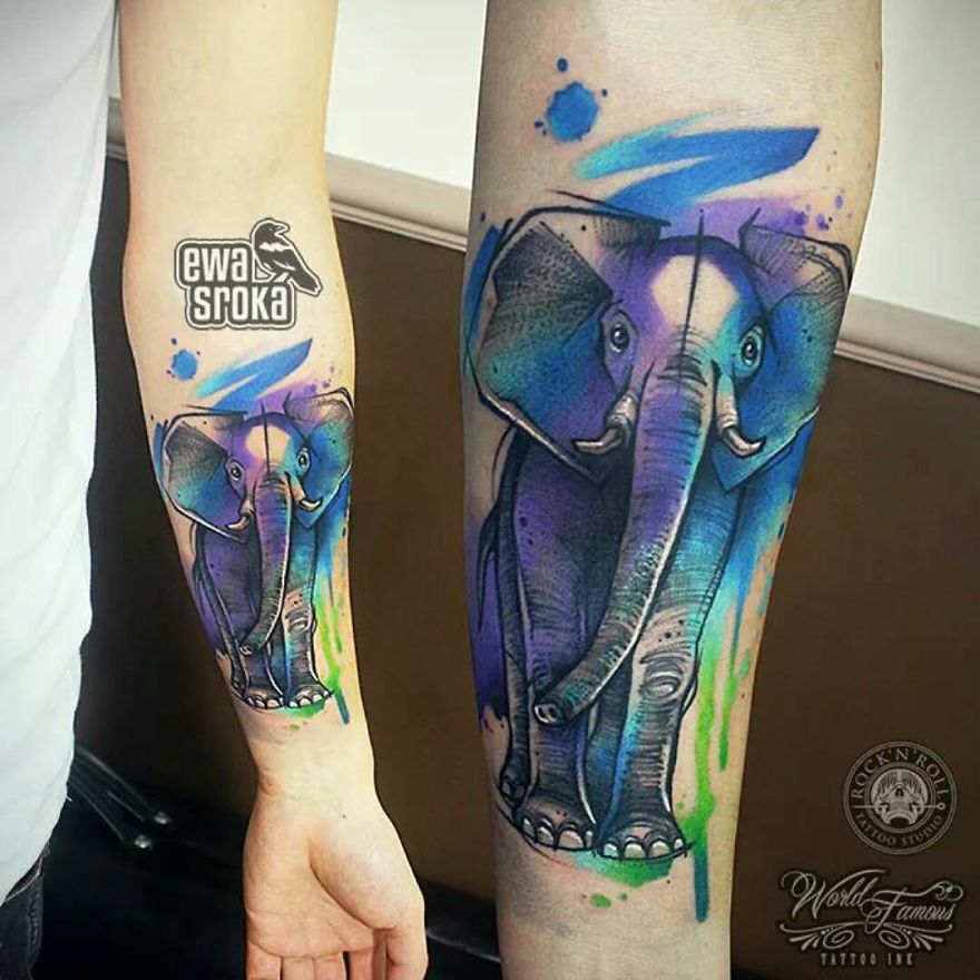 A Great Gallery About Watercolor Tattoos By Ewa Sroka!